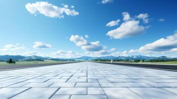 ai generiert isoliert 3d gerendert Straße mit Wolken und Linien auf abstrakt Hintergrund. realistisch 3d Straße, Auto Hintergrund isoliert. Illustration von Autobahn Straße. foto