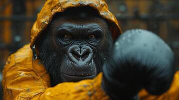 ai generiert Gorilla Sportler. von Boxen zu Wasser Polo foto