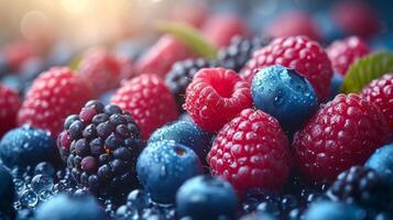 ai generiert minimalistisch Eleganz trifft das locken von Sommer- Beeren mögen Himbeeren, Blaubeeren foto