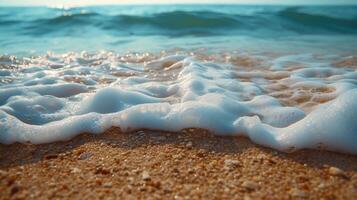 ai generiert Nahansicht zu Meer Ozean Strand Sand foto