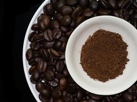 schließen oben von geröstet Kaffee. foto