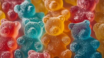 ai generiert abstrakt Hintergrund von bunt Gelatine Bären foto