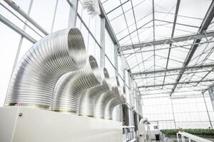 Innen- Gewächshaus Landwirtschaft Bauernhof Luft Ventilator Kühlung Wind fließen Rohr Tube Temperatur Feuchtigkeit Steuerung System zum Pflanzen foto