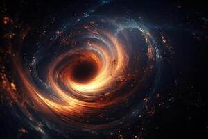 ai generiert schwarz Loch im äußere Raum. foto