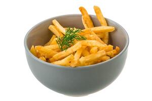 Pommes Frites auf weißem Hintergrund foto