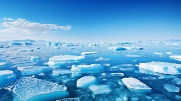 ai generiert schmelzen Eis Blätter im das Arktis Ozean, global Erwärmen und Klima Veränderung Konzept. foto