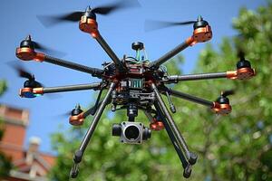 ai generiert Drohne fliegend im das Himmel Fachmann Fotografie foto