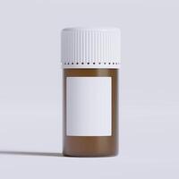 Phiole von Tabletten mit leer Etikett, isoliert auf Weiß Hintergrund. geschlossen Medizin Flasche isoliert auf Weiß Hintergrund 3d Illustration foto