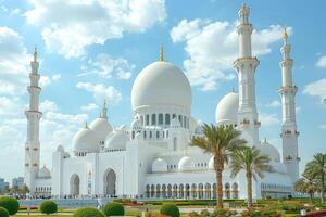 ai generiert schön Moschee gegen ein rein heiter und göttlich Atmosphäre Fachmann Fotografie foto