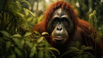 ai generiert Orang-Utan im ein Dschungel. foto