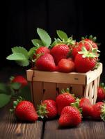 ai generiert schließen oben von frisch Erdbeeren. reif köstlich Erdbeeren foto
