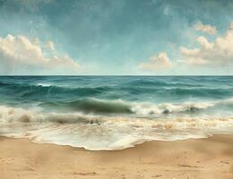 ai generiert Bild von ein Strand auf ein sonnig Tag foto