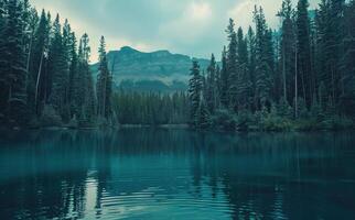 ai generiert Banff, alberta Bereich Blau See im alberta foto