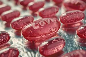 ai generiert ein Reihe von Liebe Tabletten Rechtschreibung Liebe foto