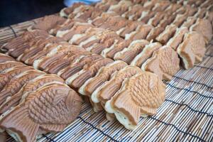 Croissant Taiyaki Dessert von japanisch fischförmig Snack foto