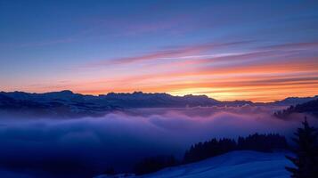 ai generiert alpin Berge Sonnenaufgang, Hintergrund Bild, generativ ai foto