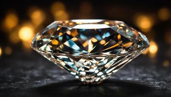 ai generiert schön Diamant schließen oben auf ein dunkel Hintergrund foto