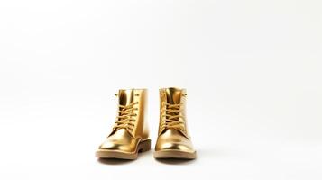 ai generiert Gold Knöchel Stiefel isoliert auf Weiß Hintergrund mit Kopieren Raum zum Werbung. generativ ai foto