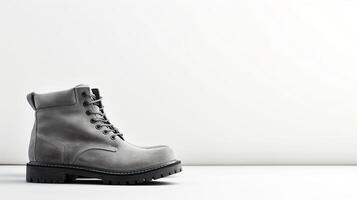 ai generiert grau Knöchel Stiefel isoliert auf Weiß Hintergrund mit Kopieren Raum zum Werbung. generativ ai foto