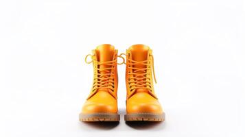 ai generiert Orange Knöchel Stiefel isoliert auf Weiß Hintergrund mit Kopieren Raum zum Werbung. generativ ai foto