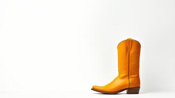 ai generiert Orange Cowboy Stiefel isoliert auf Weiß Hintergrund mit Kopieren Raum zum Werbung. generativ ai foto