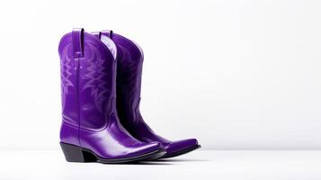 ai generiert violett Cowboy Stiefel isoliert auf Weiß Hintergrund mit Kopieren Raum zum Werbung. generativ ai foto