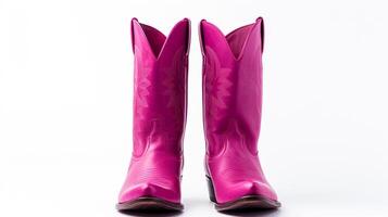 ai generiert Magenta Cowboy Stiefel isoliert auf Weiß Hintergrund mit Kopieren Raum zum Werbung. generativ ai foto