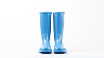 ai generiert Blau Regen Stiefel isoliert auf Weiß Hintergrund mit Kopieren Raum zum Werbung. generativ ai foto