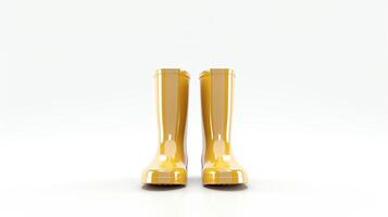 ai generiert Gold Regen Stiefel isoliert auf Weiß Hintergrund mit Kopieren Raum zum Werbung. generativ ai foto