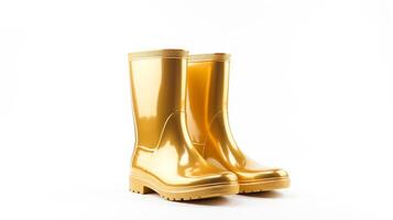 ai generiert Gold Regen Stiefel isoliert auf Weiß Hintergrund mit Kopieren Raum zum Werbung. generativ ai foto