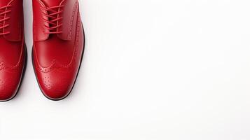 ai generiert Zinnober Brogues Schuhe isoliert auf Weiß Hintergrund mit Kopieren Raum zum Werbung foto