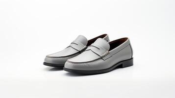 ai generiert grau Slipper Schuhe isoliert auf Weiß Hintergrund mit Kopieren Raum zum Werbung. generativ ai foto
