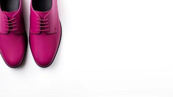 ai generiert Magenta Oxfords Schuhe isoliert auf Weiß Hintergrund mit Kopieren Raum zum Werbung. generativ ai foto