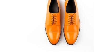 ai generiert Orange Oxfords Schuhe isoliert auf Weiß Hintergrund mit Kopieren Raum zum Werbung. generativ ai foto