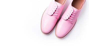 ai generiert Rosa Oxfords Schuhe isoliert auf Weiß Hintergrund mit Kopieren Raum zum Werbung. generativ ai foto