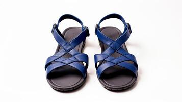 ai generiert Indigo Sandalen Schuhe isoliert auf Weiß Hintergrund mit Kopieren Raum zum Werbung. generativ ai foto