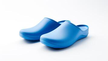 ai generiert Blau Hausschuhe Schuhe isoliert auf Weiß Hintergrund mit Kopieren Raum zum Werbung. generativ ai foto
