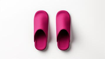 ai generiert Magenta Hausschuhe Schuhe isoliert auf Weiß Hintergrund mit Kopieren Raum zum Werbung. generativ ai foto