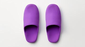 ai generiert violett Hausschuhe Schuhe isoliert auf Weiß Hintergrund mit Kopieren Raum zum Werbung. generativ ai foto