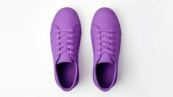 ai generiert violett Turnschuhe Schuhe isoliert auf Weiß Hintergrund mit Kopieren Raum zum Werbung. generativ ai foto