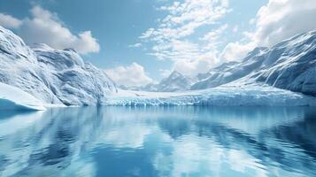 ai generiert azurblau Blau Gletscher See, ein makellos Hohe Höhe See umgeben durch Gletscher, reflektieren das beschwingt Blau von das Himmel, Hintergrund Bild, generativ ai foto