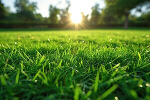 ai generiert draussen Gras im Hinterhof Landschaftsbau Stil Inspiration Ideen foto