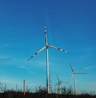 Wind Bauernhof Park Nächster zu ein Straße im Österreich im sonnig Wetter. foto