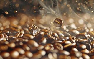 ai generiert geröstet Kaffee Bohnen Hintergrund Hintergrund verwischen Hintergrund foto