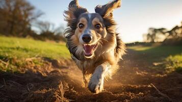 ai generiert Flucht Hund Laufen Weg ai generiert foto