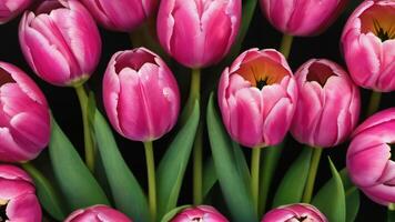 ai generiert Foto von Rosa Tulpen im Fett gedruckt gemalt nahtlos wiederholen Muster. ai generiert