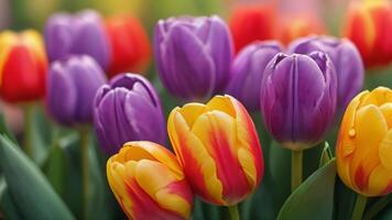 ai generiert Foto von bunt Tulpen Ostern Frühling Aquarell Illustrationen. ai generiert