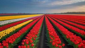 ai generiert Foto von schön Tulpe Felder im Zuidholland Niederlande. ai generiert