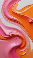 ai generiert Foto von Rosa und Orange Kunst Gemälde auf Weiß Hintergrund. ai generiert