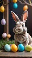 ai generiert Foto von Ostern Hase mit Eier. ai generiert